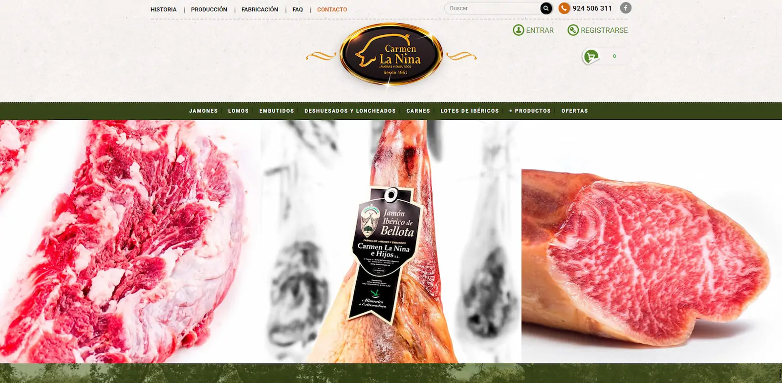 Desarrollo Diseño web Laninaehijos tienda online de jamones y embutidos ibéricos en Bienvenida, Badajoz