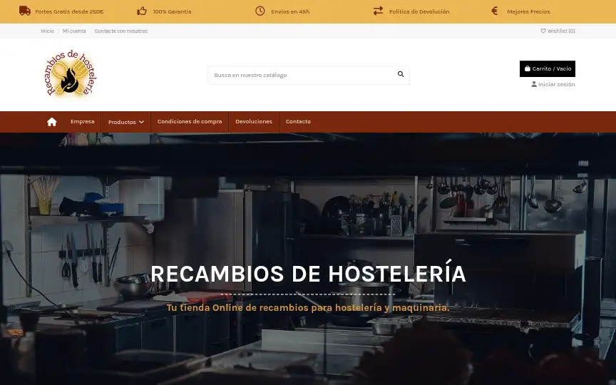 Mantenimiento prestashop: proyecto Recambios de hostelería · PrestaShop