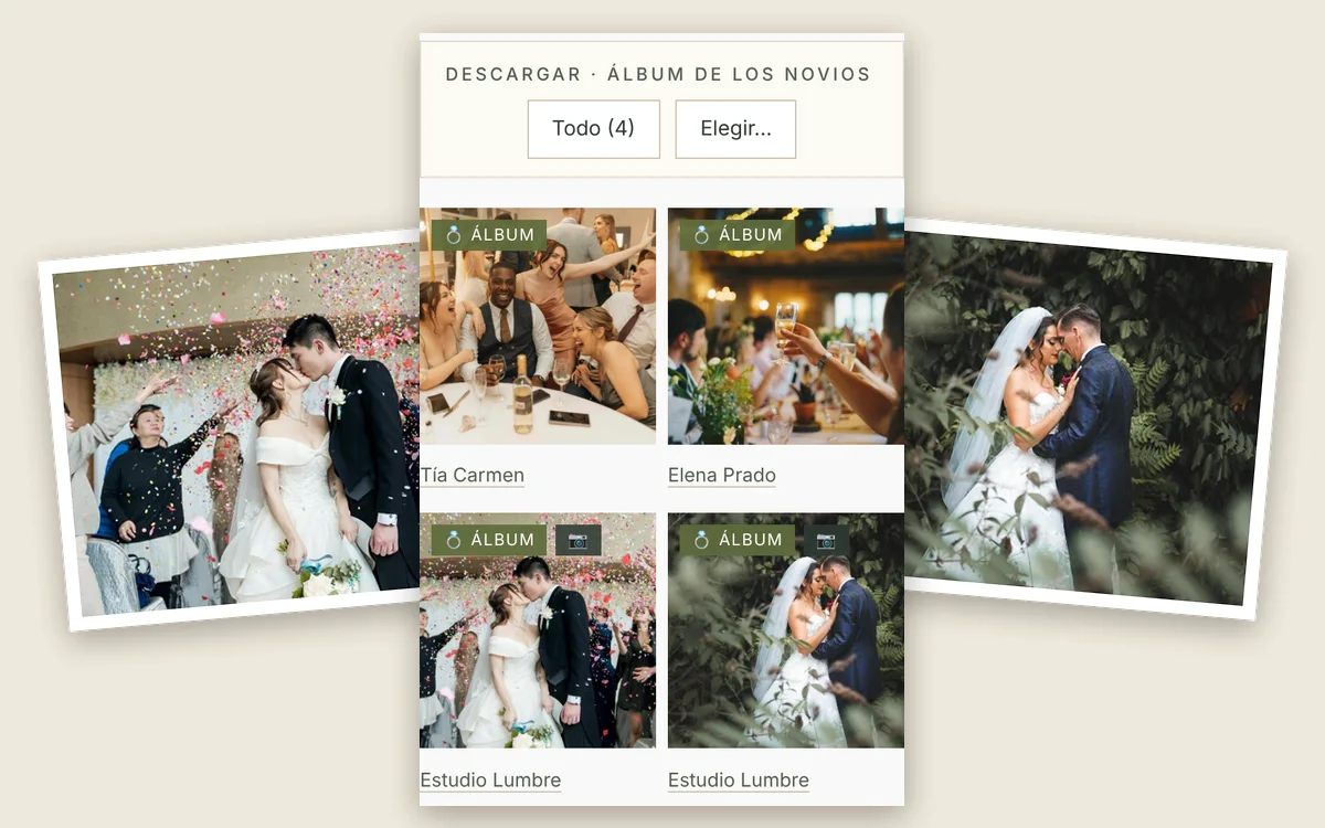 Álbum digital de boda con las fotos del fotógrafo y de los invitados