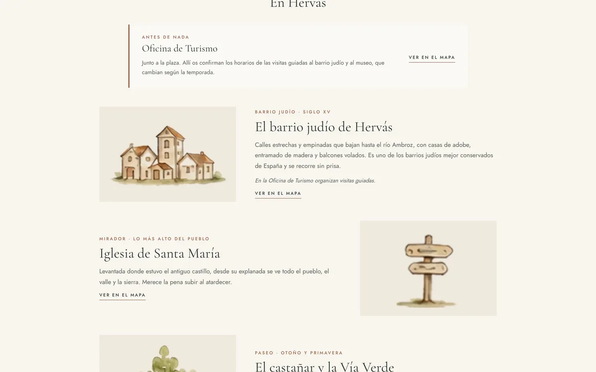 Página de qué ver con información útil para los invitados de la boda