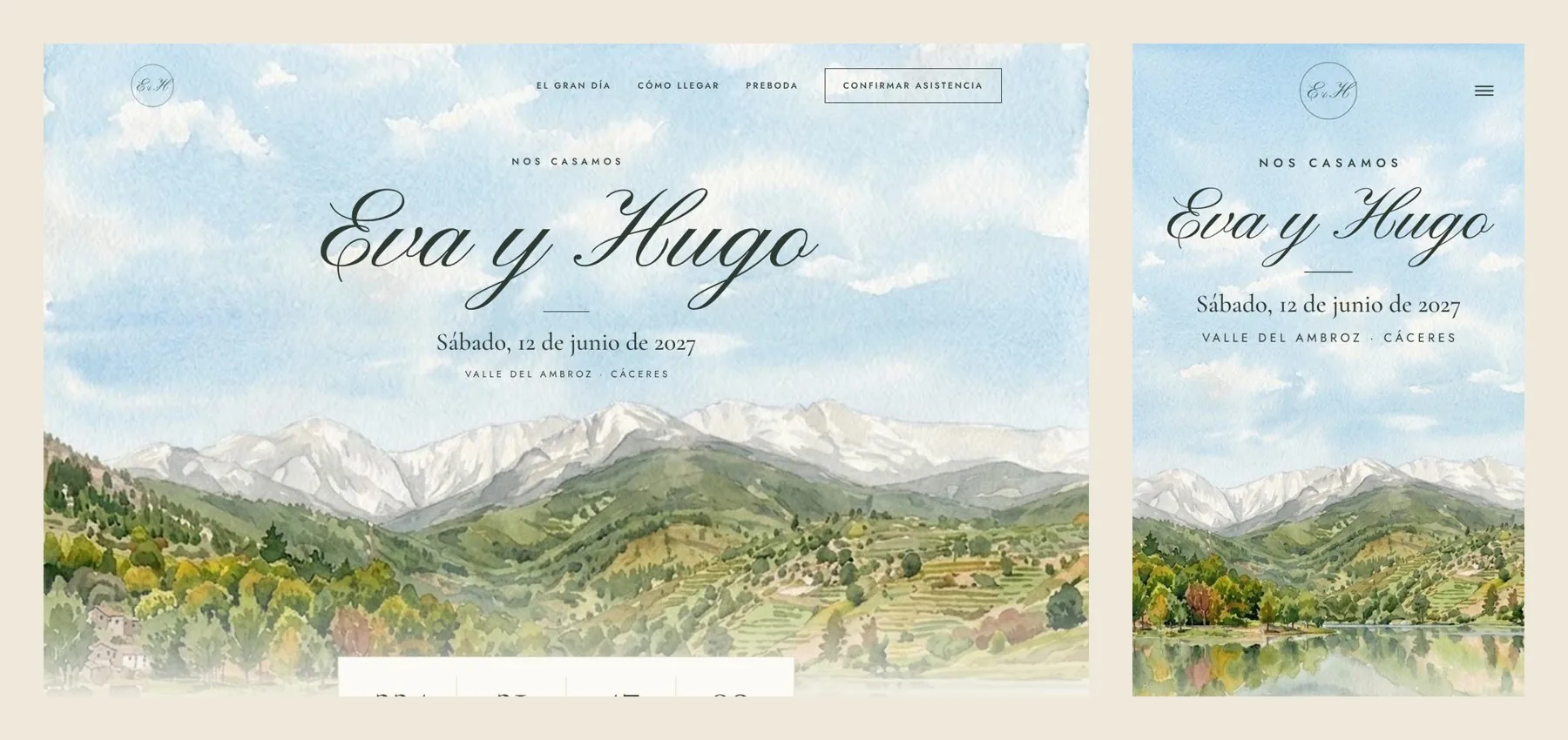 Web de boda con diseño a medida en ordenador y móvil